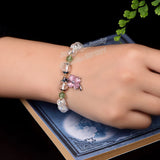 Crystal Four-leaf Clover Pendant Bracelet for Women
