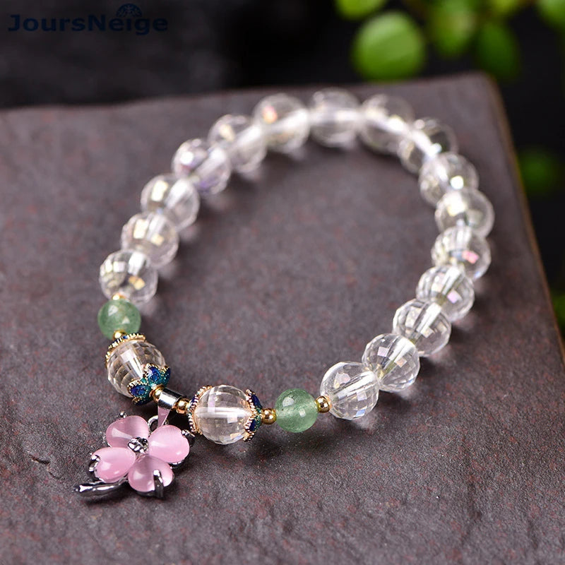 Crystal Four-leaf Clover Pendant Bracelet for Women
