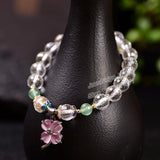 Crystal Four-leaf Clover Pendant Bracelet for Women