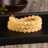 Yellow Natural Stone Bracelets Round Beads Lucky Crystal Bracelet