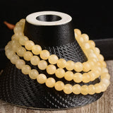 Yellow Natural Stone Bracelets Round Beads Lucky Crystal Bracelet