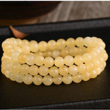 Yellow Natural Stone Bracelets Round Beads Lucky Crystal Bracelet
