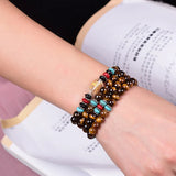 Yellow Tiger Eye Stone Bracelet 108 Buddha Bead Wristband for Men Women