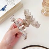Marbling Acetate Hair Claw Clips with Rhinestone Flower for Women Girls