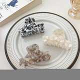 Marbling Acetate Hair Claw Clips with Rhinestone Flower for Women Girls