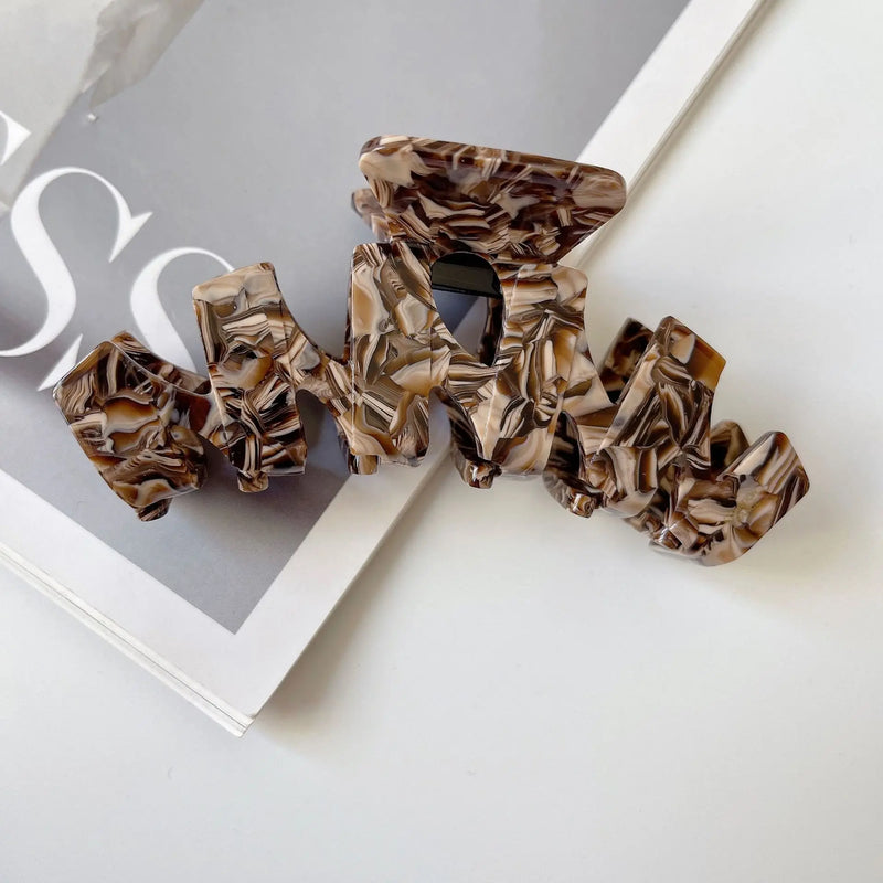 Large Wavy Marbling Hair Clip Claw Acetic Acid Shark Clip