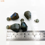 Labradorite Perfume Bottle Rainbow Gemstone Diffuser Stone Vial Charm Necklace