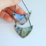 Labradorite Double Hole Earrings, Fashion Jewelry for Women