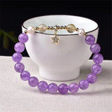 Lavender Purple Crystal Bracelet with Star Charm for Women
