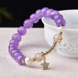 Lavender Purple Crystal Bracelet with Star Charm for Women