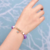 Lavender Purple Crystal Bracelet with Star Charm for Women