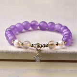 Lavender Purple Crystal Bracelet with Star Charm for Women