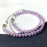 Lavender Natural Crystal Bracelet Faceted Bead Women Adjustable Jewelry