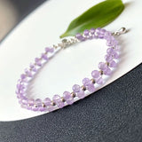 Lavender Natural Crystal Bracelet Faceted Bead Women Adjustable Jewelry