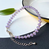 Lavender Natural Crystal Bracelet Faceted Bead Women Adjustable Jewelry