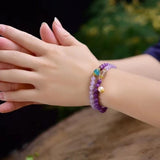 Lavender Purple Crystal Bracelets with Pearl Charm for Women
