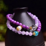Lavender Purple Crystal Bracelets with Pearl Charm for Women