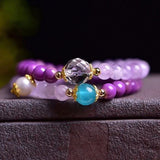 Lavender Purple Crystal Bracelets with Pearl Charm for Women