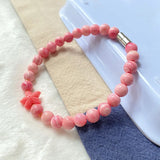 Light Pink Shell Bracelets 6mm Round Beads Bracelets for Women Girl