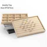 Linen Jewelry Display Tray for Accessories Storage