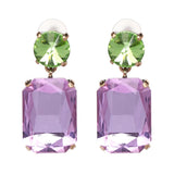 Colorful Crystal Square Earrings for Women