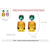 Colorful Crystal Square Earrings for Women