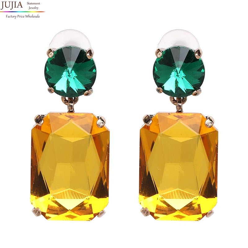 Colorful Crystal Square Earrings for Women