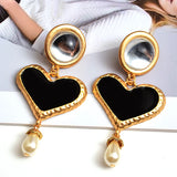 Long Heart Earrings High-Quality Metal Oiled Drop Earring
