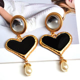 Long Heart Earrings High-Quality Metal Oiled Drop Earring