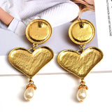 Long Heart Earrings High-Quality Metal Oiled Drop Earring