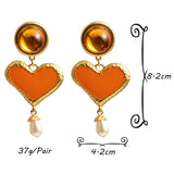 Long Heart Earrings High-Quality Metal Oiled Drop Earring