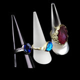 Set of 10 Clear Acrylic Crystal Cone Ring Holder Display Stands
