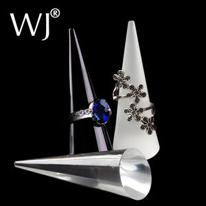 Set of 10 Clear Acrylic Crystal Cone Ring Holder Display Stands
