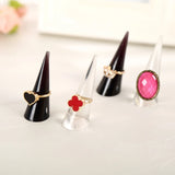 Set of 10 Clear Acrylic Crystal Cone Ring Holder Display Stands