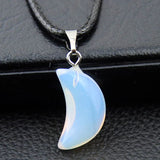 12 pcs Mixed Natural Stone Moon Pendant Necklaces Lucky MN427