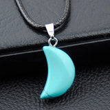 12 pcs Mixed Natural Stone Moon Pendant Necklaces Lucky MN427