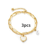 Titanium Steel Pearl Bracelet Women Heart Bracelet Jewelry