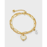 Titanium Steel Pearl Bracelet Women Heart Bracelet Jewelry