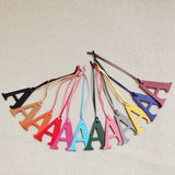 Leather Initial Capital Letter Keychain Backpack Pendant Women Bag Charm