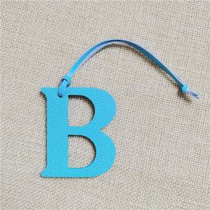 Leather Initial Capital Letter Keychain Backpack Pendant Women Bag Charm