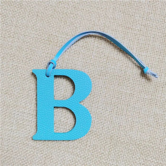 Leather Initial Capital Letter Keychain Backpack Pendant Women Bag Charm