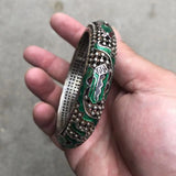 Miao Silver Tibetan Silver Cloisonne Gem Bracelet 60MM