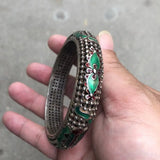 Miao Silver Tibetan Silver Cloisonne Gem Bracelet 60MM