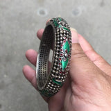 Miao Silver Tibetan Silver Cloisonne Gem Bracelet 60MM