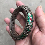 Miao Silver Tibetan Silver Cloisonne Gem Bracelet 60MM