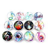 Set of 20 Musical Notation Glass Snaps Charms for Bracelets 18mm