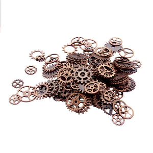 100pcs Vintage Red Copper Gear Charms for Jewelry Making