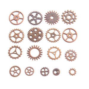 100pcs Vintage Red Copper Gear Charms for Jewelry Making
