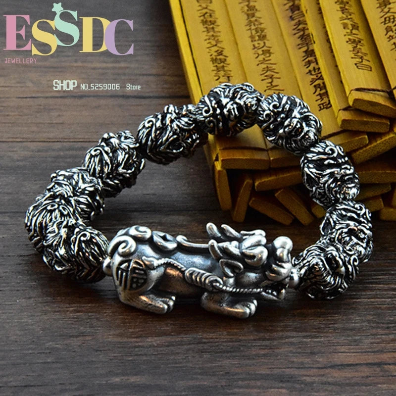 Monkey King Pixiu Head Thai Silver Bracelet