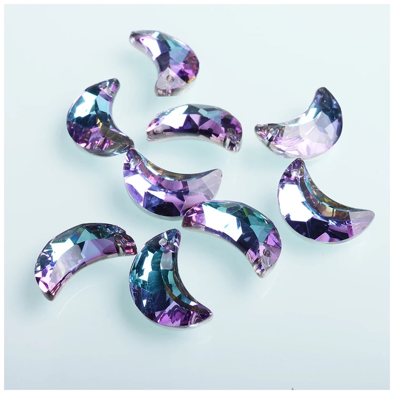 Moon Shape Austria Glass Beads for Jewelry Making
